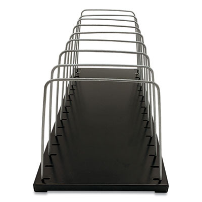 Steel Wire Vertical File Organizer, 8 Sections, Letter Size Files, 18.25 X 8 X 7.5, Black/Metal Gray