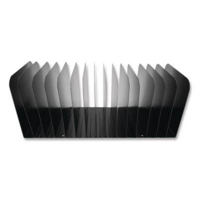 Steel Vertical File Organizer, Flat, 15 Sections, Letter Size Files, 16 X 6.25 X 6.5, Black