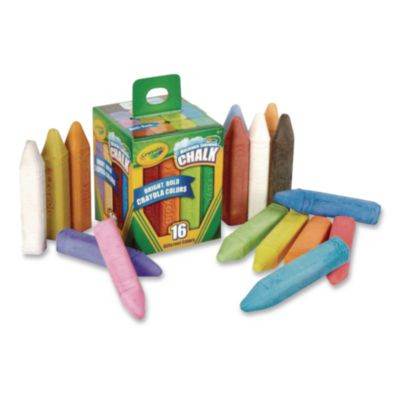 Washable Sidewalk Chalk, 4.25" x 0.75 Diameter, Assorted Colors, 16 Sticks/Box
