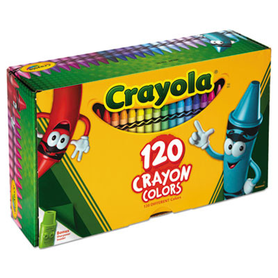 Classic Color Crayons, Tuck Box Packaging, Regular Size, 0.31" x 3.63", 120 Assorted Colors, 120/Box
