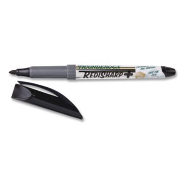 Redisharp+ Permanent Markers, Fine Tip, Black, 12/Pack