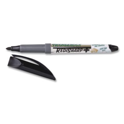 Redisharp+ Permanent Markers, Fine Tip, Black, 12/Pack