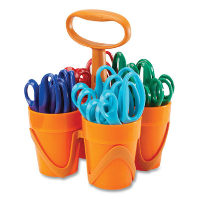 Classpack Scissors Caddy, Rounded Tip, 5" Long, 1.6" Cut-Length, Straight Assorted Color Handles, 24/Set