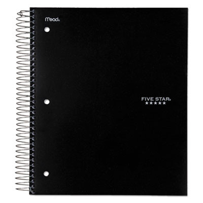 Wirebound Notebook, 5-Subject, Medium/College Rule, Black Cover, (200) 11 x 8.5 Sheets