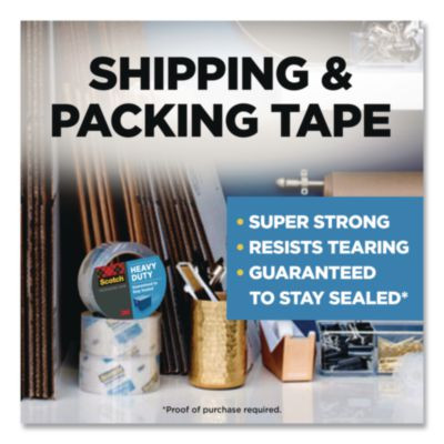 3850 Heavy-Duty Packaging Tape, 3" Core, 1.88" x 38.2 Yds, Clear, 3 Rolls/Pack