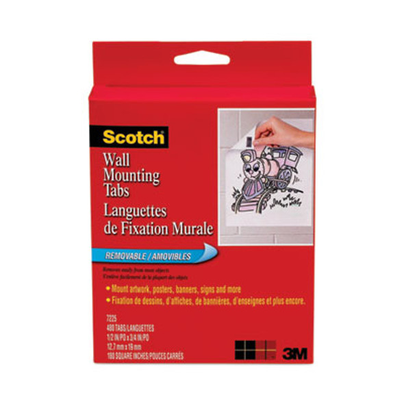 Precut Removable Mounting Tabs, Removable, Holds Up To 0.25 Lb, 6 Tabs, Double-Sided, 0.5 X 0.75, Black, 480/Pack