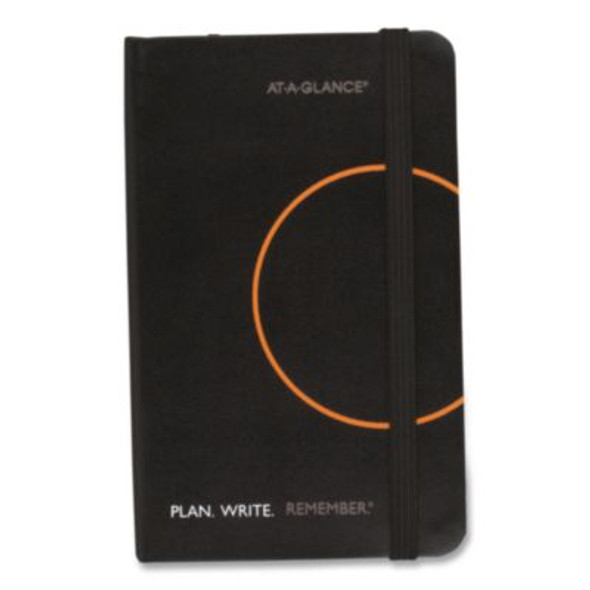 Plan. Write. Remember. Planning Notebook With Reference Calendar, 5.63 x 3.56, Black/Gold-Circle Cover, Undated