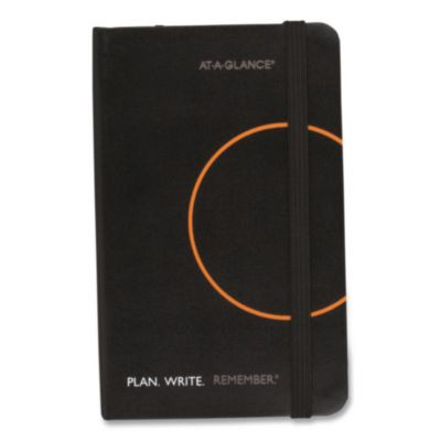 Plan. Write. Remember. Planning Notebook With Reference Calendar, 5.63 x 3.56, Black/Gold-Circle Cover, Undated