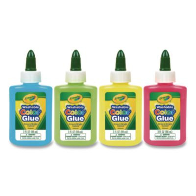 Washable Assorted Color Glue, 3 Oz, 12/Pack