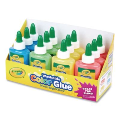 Washable Assorted Color Glue, 3 Oz, 12/Pack