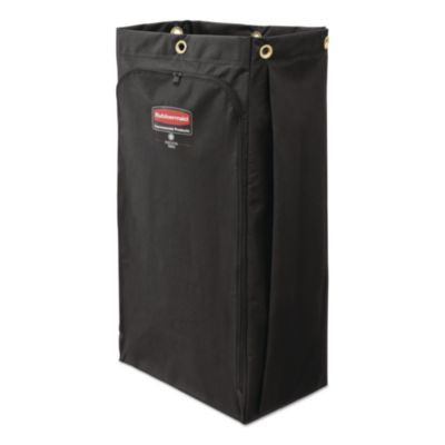 Fabric Cleaning Cart Bag For Rubbermaid Commercial Housekeeping And Janitorial Carts, 30 Gal, 10.5 x 16.8 x 33, Black, 4/Ct