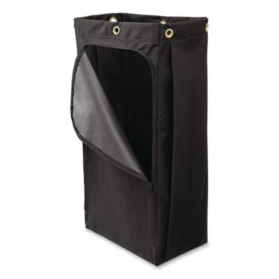 Fabric Cleaning Cart Bag For Rubbermaid Commercial Housekeeping And Janitorial Carts, 30 Gal, 10.5 x 16.8 x 33, Black, 4/Ct