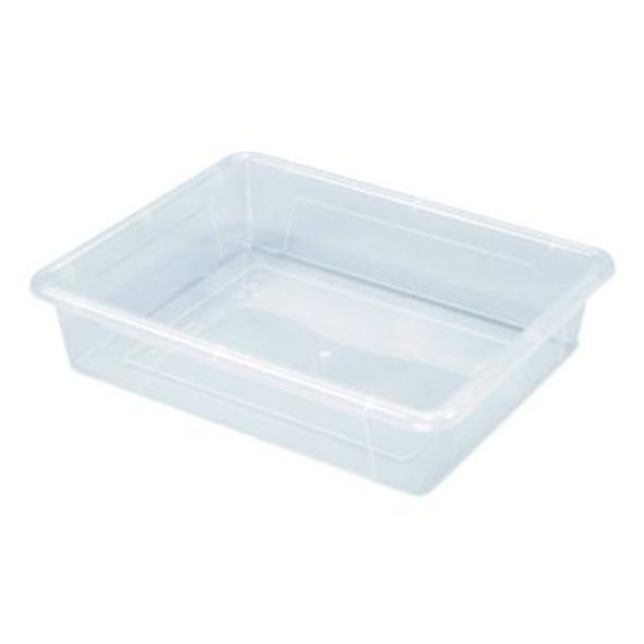 Storage Tray, Flat, 1.69 Gal, 10.65" x 13.17" x 2.96", Translucent, 5/Pack
