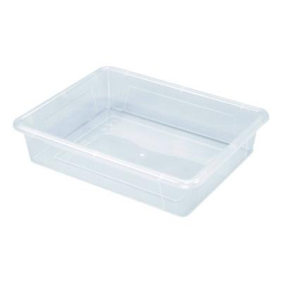 Storage Tray, Flat, 1.69 Gal, 10.65" x 13.17" x 2.96", Translucent, 5/Pack
