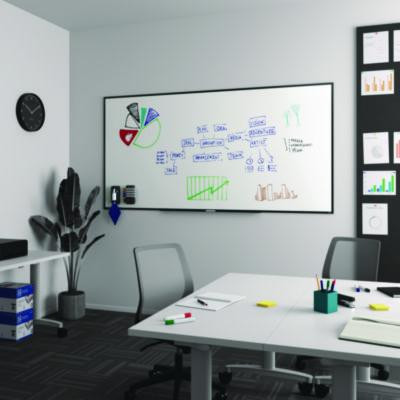 Melamine Dry Erase Board, 96" x 48", White Surface, Black Aluminum Frame