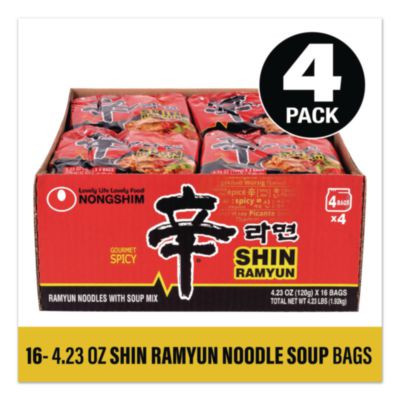Gourmet Spicy Ramyun Noodle Soup, Spicy Chicken, 4.23 Oz Packet, 16/Carton