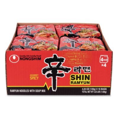 Gourmet Spicy Ramyun Noodle Soup, Spicy Chicken, 4.23 Oz Packet, 16/Carton