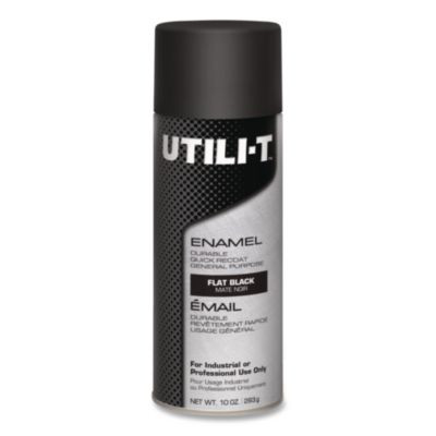 Utili-T Spray Paint, Flat Black, 10 Oz Aerosol Can, 6/Carton