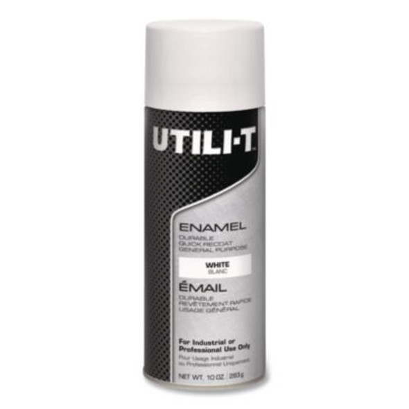 Utili-T Spray Paint, White, 10 Oz Aerosol Can, 6/Carton