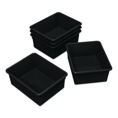 Storage Tray, Deep, 2 Gal, 10.65" x 10.65" x 5.2", Black, 5/Pack