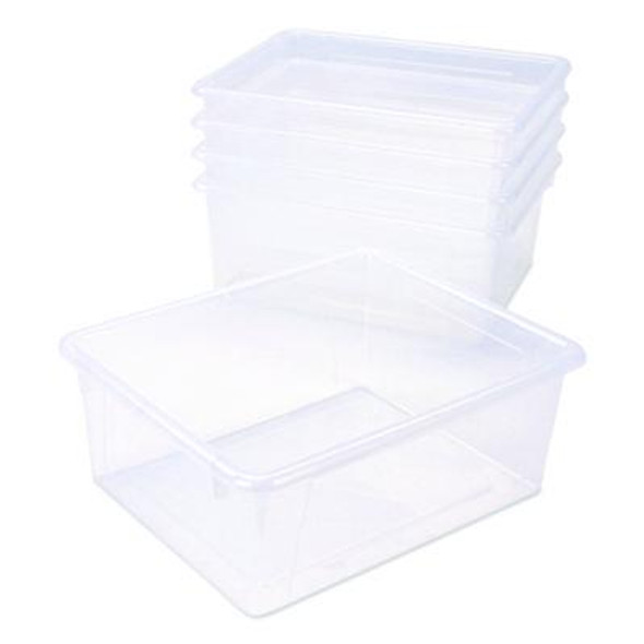 Storage Tray, Deep, 2 Gal, 10.65" x 10.65" x 5.2", Clear, 5/Pack