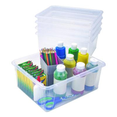 Storage Tray, Deep, 2 Gal, 10.65" x 10.65" x 5.2", Clear, 5/Pack
