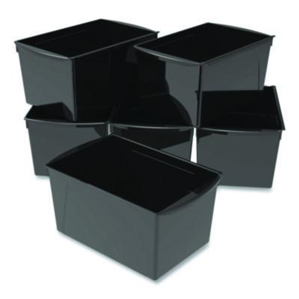 Wide Book Bin, 3.82 Gal, 9.2" x 14.5" x 7", Black, 6/Pack