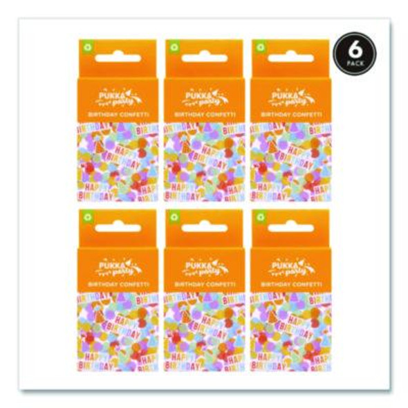 Bright Birthday Confetti, Circles, Happy Birthday, Hats Shaped, 1 x 2, Assorted Colors, 3/Pack, 2 Packs/Box