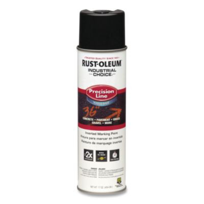 Industrial Choice M1800 System Water-Based Precision Line Marking Paint, Gloss Black, 17 Oz Aerosol Can, 12/Carton