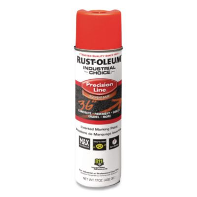 Industrial Choice M1600 System Solvent-Based Precision Line Marking Paint, Flat Fluorescent Red-Orange,17Oz Aerosol Can,12/Ct