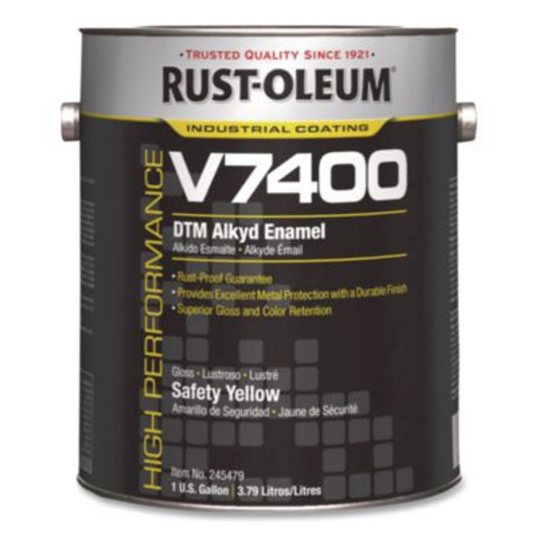 High Performance V7400 System 340 Low Voc Dtm Alkyd Enamel Paint, Gloss Safety Yellow, 1 Gal Bucket/Pail, 2/Carton