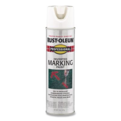 Inverted Marking Spray Paint, Flat White, 15 Oz Aerosol Can, 6/Carton