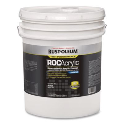 High Performance Roc Acrylic Direct To Metal Paint, Flat Black, 5 Gal Bucket/Pail