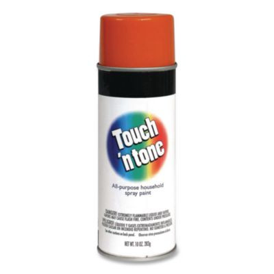 Touch'n Tone Spray Paint, Gloss Orange, 10 Oz Aerosol Can, 6/Carton
