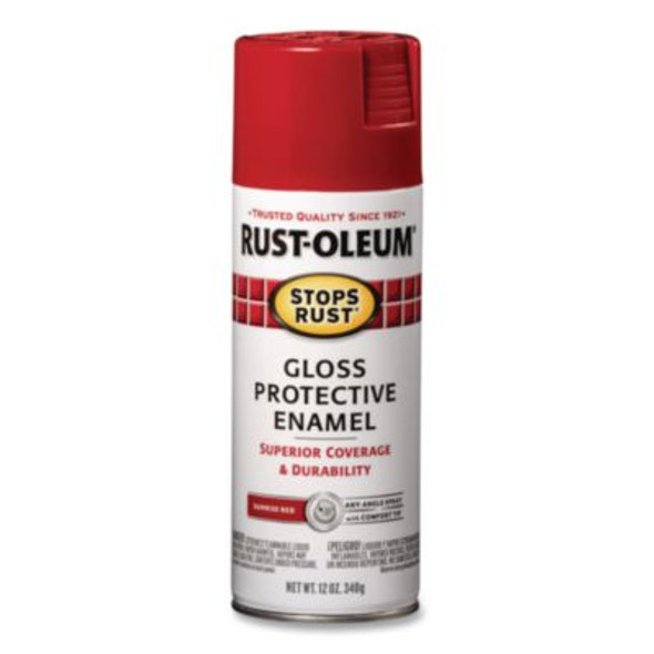 Stops Rust Spray Paint, Gloss Sunrise Red, 12 Oz Aerosol Can, 6/Carton