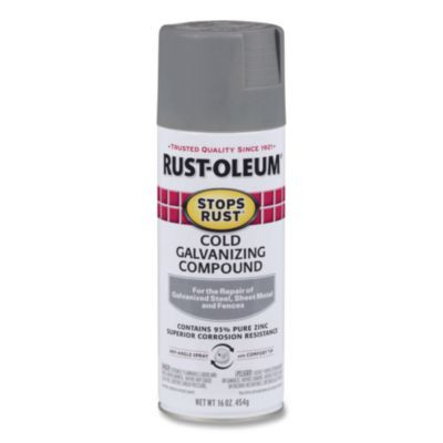 Stops Rust Cold Galvanizing Spray, Flat Gray, 16 Oz Aerosol Can, 6/Carton