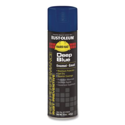 Hard Hat High Performance V2100 System Rust Preventive Enamel Spray Paint, Gloss Deep Blue, 15 Oz Aerosol Can, 6/Carton