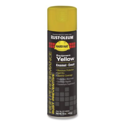 Hard Hat High Performance V2100 System Rust Preventive Enamel Spray Paint, Gloss Equipment Yellow,15 Oz Aerosol Can, 6/Carton