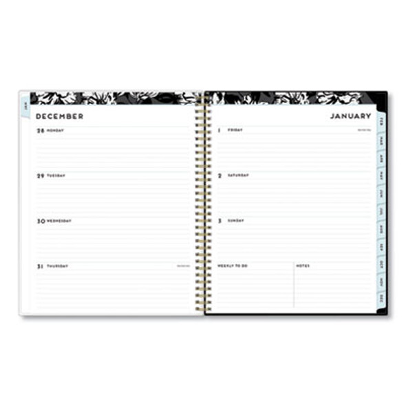 Baccara Dark Create-Your-Own Cover Weekly/Monthly Planner, Floral, 11 x 8.5, Gray/Black/Gold Cover, 12-Month (Jan-Dec): 2023