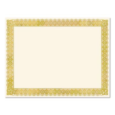 Certificates, 8.5 x 11, Ivory With Gold Border, 15/Pack