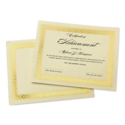 Certificates, 8.5 x 11, Ivory With Gold Border, 15/Pack