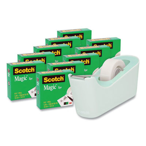 Magic Tape Desktop Dispenser Value Pack, 1" Core, 0.75" X 83.33 Ft, Clear, 10/Pack
