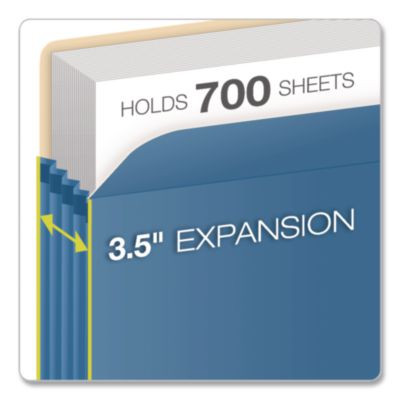 Colored File Pockets, 3.5" Expansion, Letter Size, Blue