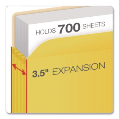 Colored File Pockets, 3.5" Expansion, Letter Size, Yellow