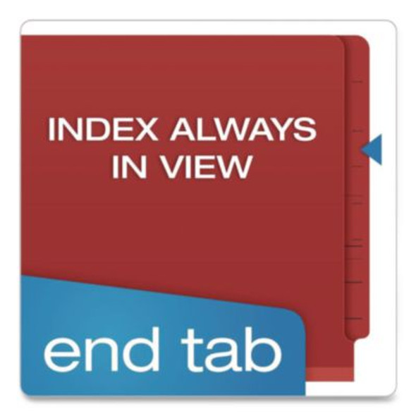 Pressboard End Tab Classification Folders, Straight Tab, Expands 3.5", 3 Dividers, 8 Fasteners, Letter Size, Red, 50/Box