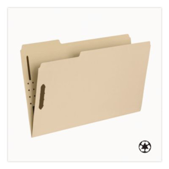Tob Tab Fastener Folders, 1/3-Cut Tabs: Assorted, 2" Expansion, 2 Fasteners, Legal Size, Manila Exterior, 5/Box