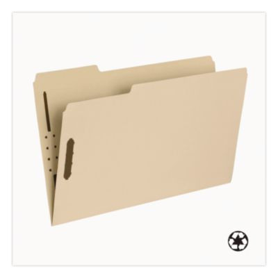Top Tab Fastener Folder, 1/3-Cut Tab: Assorted, Expands 2", 2 Fasteners, Legal Size, Manila, 5/Box
