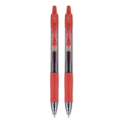 G2 Premium Gel Pen, Retractable, Fine 0.7 Mm, Red Ink, Smoke/Red Barrel, 2/Pack
