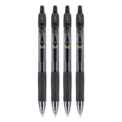 G2 Premium Gel Pen, Retractable, Fine 0.7 Mm, Black Ink, Smoke/Black Barrel, 4/Pack