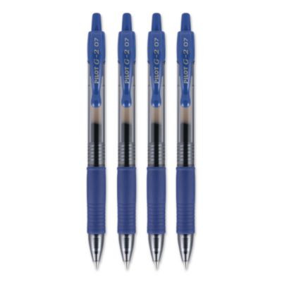 G2 Premium Gel Pen, Retractable, Fine 0.7 Mm, Blue Ink, Smoke/Blue Barrel, 4/Pack